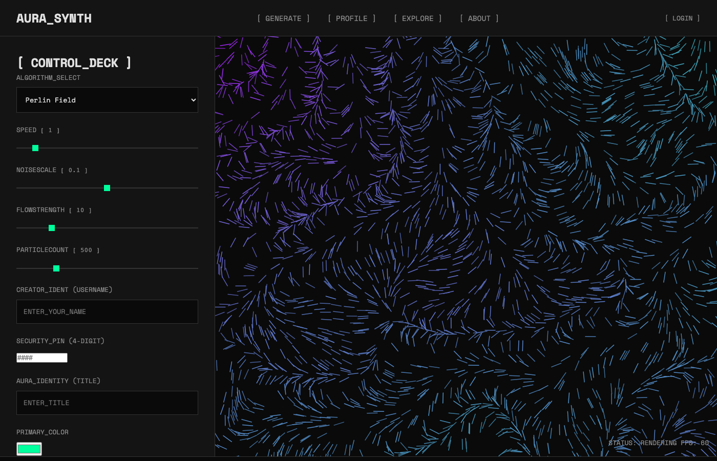 Aura Synth — generative art control deck